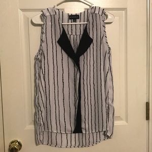 Black and White sleeveless Blouse